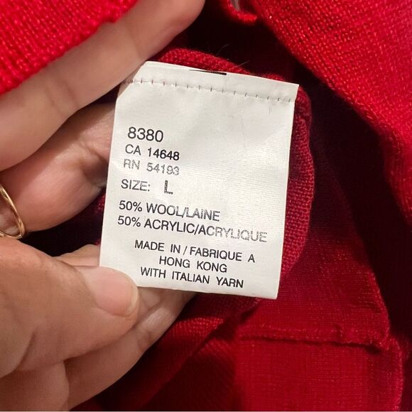 Vintage Bogner Women’s Wool Blend Turtleneck Sweater Cherry Red Sz Large Skiwear - Picture 5 of 10